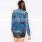long style young girl ripped denim jacket women cheap