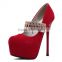 2017 Lady Fashion high heel Christmas shoes