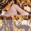 Women sexy animal printed fleece fabric bathrobe with zipper