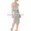 Latest one-shoulder design ruffled new fashion ladies dress 2015