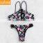 Custom Logo Bikini Women Tie Back Swimsuits High Neck Crop Top Bikinis