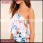 Light peach colored floral print splicing lady dress spaghetti strap long women maxi dress