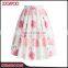 Women Latest Fashionable Floral Print Elegant Flaming-rose Pleated A-line Skirt