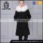 Korean style fur hooded long style white fox fur coat