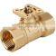 2 way brass G1" DN25 4-20ma 6Nm proportional control ball valve for central air-conditioning, AC100-240V