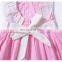 2019 summer New Design Fashion Girls Cute Baby Pink Dress with Bow striped dress