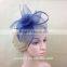 New Design Navy Fascinator Hat With Feather