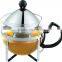 fashion glass teapot, stainless steel flower pot, borosilicate glass kettle