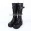 2015 fashion black buckle leather Punk Boots/ lolita shoes