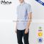 Custom mens short sleeve chambray dress shirt blue striped shirt
