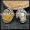 LFD-0046P ~ Wholesale Tiger eye Stone Pendants , Pave Rhinestone Crystal Shell Flowers Charms Pendant Jewelry
