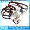 Caw leather braided titanium bracelet