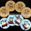 Good quality 1 color silk printing promotion natural cork wood coaster