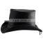 NEW BLACK GENUINE LEATHER TOP HAT
