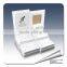 customize brand logo printing white lacquer jewellery display showcase ring display
