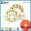 H letter hollow round custom handbag metal logo tag with chain and hook