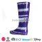 New design purple solid horse gumboots custom rain boots for women