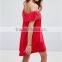 Fashion Women Elegant Vintage Sweet Lace Red Dress Stylish Sexy Slash Neck Casual Slim Beach Summer Sundress Vestidos