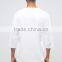 2016 High Quality Custom Three Quarter Sheeve O-Neck White Mens 100% Cotton Breathable Oversized Casual Plain T-Shirt