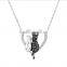 high end metal enamel yin yang cat necklace black and white animal pendant necklace for couple