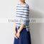2016 new fashion all match loose half sleeve striped t-shirts for ladies