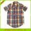 High end fashion short sleeve kids grid shirts