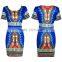 Onen Women Traditional African Print Fitted Dashiki Bodycon Short Sleeve Dress