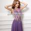 Sexy Beaded See Through Long Chiffon Purple Prom Dress Suzhou