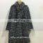 Factory wholesale winter warm long style knitted thick real red or silver fox fur coat for women