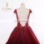 Puffy Crystals Cap Sleeves Red Prom Dresses V-neck 2017 Ball gowns prom dress long Rhinestones Red Carpet Celebrity prom gowns