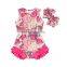 daisy pattern printing ruffle Toddlers jumpsuit Soft Newborn Bodysuit wholesale Girls Romper matching headband