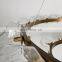 Polyhedral ceiling light brass crystal pendants ripple glass chandelier