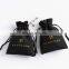 PandaSew Custom Logo Luxury Black Suede Velvet Package Drawstring Jewelry Pouch Bag