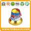 Promotional Round Xmas Christmas Tin Bell With Ribbon and Metallic Effect