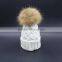 Hot Popular Real Raccon Fur Pompom Women Kintted Winter Wool Caps And Hats