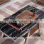 RB-1501 Modern black stoving varnish rectangular pu drawer tempered glass coffee table with stainless steel chinese tea table