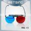 clip on red/blue plastic 3D glasses can be put on normal glasses