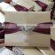 Silk Wedding Invitation with custom brooch closure and foil printed invitations with burgundy ribbon