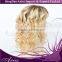Women Blonde Black Mixed Long curly Lace Front Synthetic Full Wig