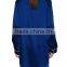 Wholesale Sexy Long Sleeve Front Button 100% Silk Royalblue Sleep Nightshirt Women with Chest Pocket