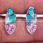 925 Sterling Silver Young Girl Triangle Opal Earring Red Ruby Stone Earring
