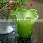 wide mouth scallope rim bouquet two layer green glass vase