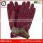 Fashion Womens Wear Winter Warm Ladies Waterproof Fabric Gloves with Fur Cuff