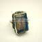 Blue Fire Labradorite Cabochon Gemstone Oxidized 925 Sterling Silver Ring, Black Rainbow Moonstone Designer Nepali Ring