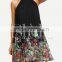 SheIn Black Halter Neck Women Casual One Piece Beach Dress In Floral Print