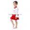 baby girls lovely Christmas sets boutique cotton soft 2 pieces white top and red ruffle skirt sets