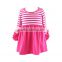 Wholesale baby clothes hot pink white girls ruffle dress triple icing sleeves dresses children frocks designs infant baby dress