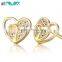 Women jewelry silver 925 heart stud earrings in ladies design