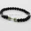 New 8mm Natural Black Lava Stone Bead Barbell Charm Elastic Bracelets