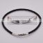 Fashion Stainless Steel Magnetic Brown Leather Necklace